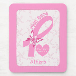 Pink Ribbon Breast Cancer survivor & pink border Mousepad