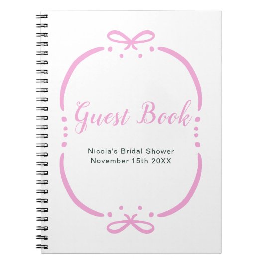 Pink Ribbon Bridal Shower Guest Book Notizblock (Vorderseite)