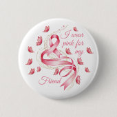 Pink Ribbon Brustkrebs Bewusstsein Button (Vorderseite)