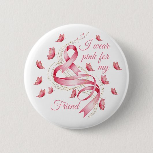 Pink Ribbon Brustkrebs Bewusstsein Button (Vorderseite)