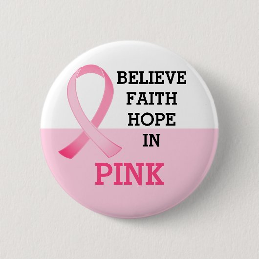 Pink Ribbon Brustkrebs Bewusstsein Button (Vorderseite)