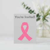 Pink Ribbon - Brustkrebs-Bewusstsein Einladungspostkarte (Stehend Vorderseite)