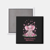 Pink Ribbon Brustkrebs Bewusstsein Kur Elephant Magnet (Vorderseite/Rückseite)