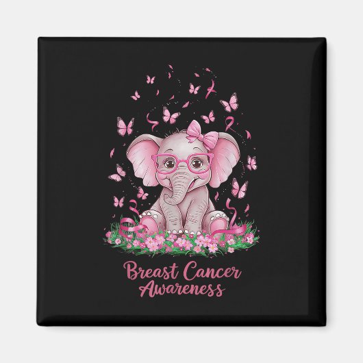 Pink Ribbon Brustkrebs Bewusstsein Kur Elephant Magnet (Vorne)