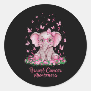 Pink Ribbon Brustkrebs Bewusstsein Kur Elephant Runder Aufkleber