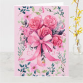 Pink Ribbon Brustkrebs Bewusstsein mit Blume Karte (Gelbe Blume)