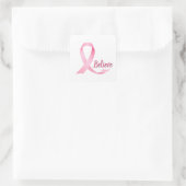 Pink Ribbon Brustkrebs Bewusstsein Quadratischer Aufkleber (Tasche)