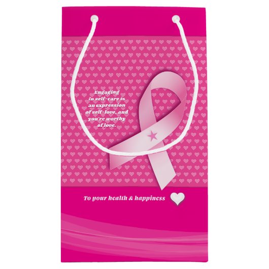 Pink Ribbon Brustkrebs Bewusstsein Selbstversorgun Kleine Geschenktüte (Rückseite)