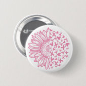 Pink Ribbon Brustkrebs Bewusstsein Sonnenblume Button (Vorne & Hinten)