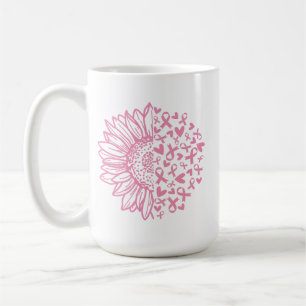 Pink Ribbon Brustkrebs Bewusstsein Sonnenblume Kaffeetasse