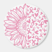 Pink Ribbon Brustkrebs Bewusstsein Sonnenblume Magnet (Vorne)
