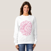 Pink Ribbon Brustkrebs Bewusstsein Sonnenblume Sweatshirt (Vorne ganz)
