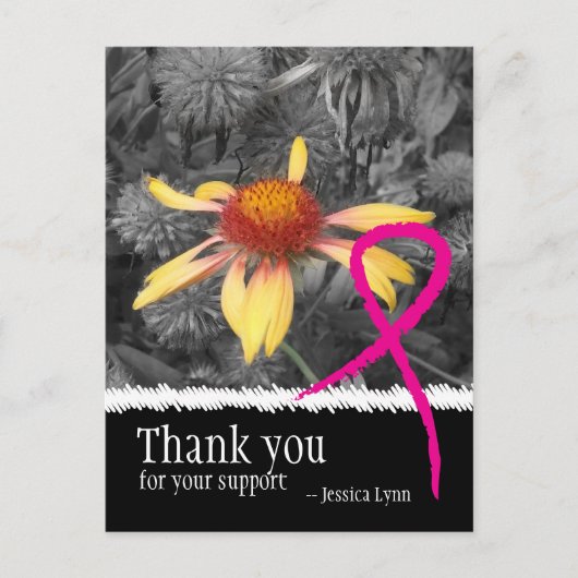 Pink Ribbon Brustkrebs Danke Postcard Postkarte (Vorderseite)