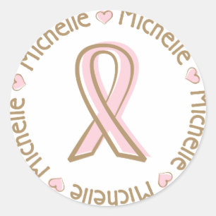 Pink Ribbon Brustkrebs Name Michelle Runder Aufkleber