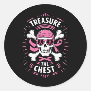 Pink Ribbon Brustkrebs Pirate Schatz Die Schere Runder Aufkleber