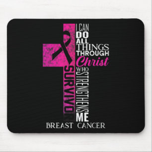Pink Ribbon Brustkrebs Überleben Christliches Kreu Mousepad