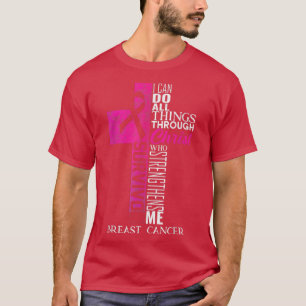 Pink Ribbon Brustkrebs Überleben Christliches Kreu T-Shirt