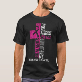 Pink Ribbon Brustkrebs Überleben Christliches Kreu T-Shirt