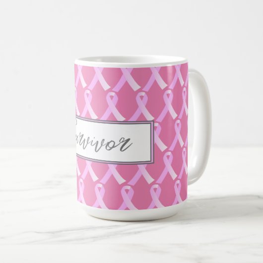 Pink Ribbon Brustkrebs Überleben Kaffeepause Tasse (VorderseiteRechts)