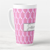 Pink Ribbon Brustkrebs Überleben Latte Tasse (Linke Ecke)