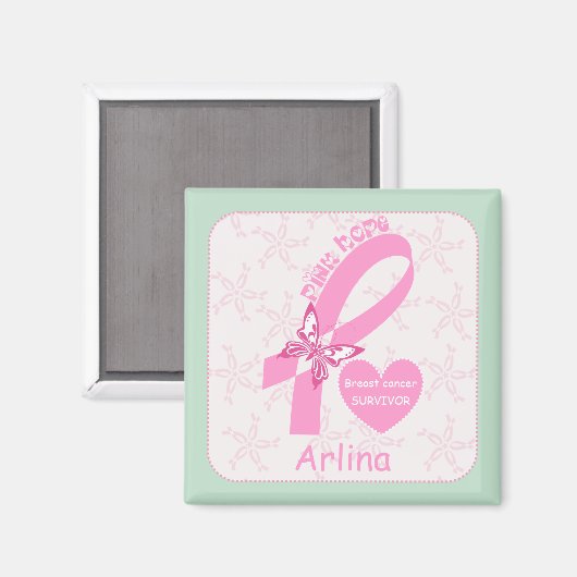 Pink Ribbon Brustkrebs Überlebende Minze Grenze Magnet (Vorderseite/Rückseite)