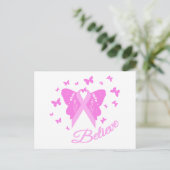 Pink Ribbon Butterfly Bewusstsein Postkarte (Stehend Vorderseite)