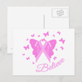 Pink Ribbon Butterfly Bewusstsein Postkarte (Vorne/Hinten)