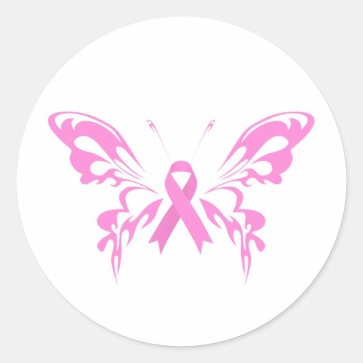 Pink Ribbon Butterfly Brustkrebs | Aufkleber (Vorderseite)