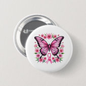 Pink Ribbon Butterfly Brustkrebs Bewusstsein Button (Vorne & Hinten)