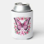 Pink Ribbon Butterfly Brustkrebs Bewusstsein Dosenkühler (Kanne Rückseite)