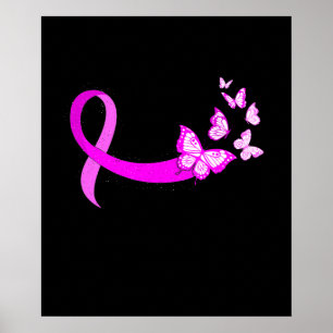 Pink Ribbon Butterfly Brustkrebs Bewusstsein Poster