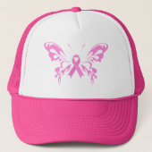 Pink Ribbon Butterfly Brustkrebs | Hat Truckerkappe (Vorderseite)