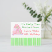 Pink Ribbon Cake Geburtstagsfeier Einladung (Stehend Vorderseite)