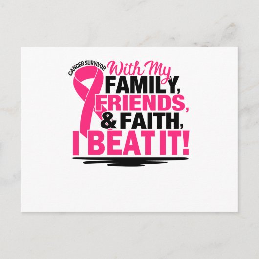 Pink Ribbon Cancer Survivor Freunde Familie und Fa Einladungspostkarte (Vorderseite)