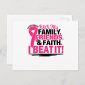 Pink Ribbon Cancer Survivor Friends Family And Fai Ankündigungspostkarte (Vorne/Hinten)