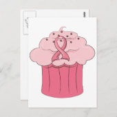 Pink Ribbon Cupcake Brustkrebs Postkarte (Vorne/Hinten)