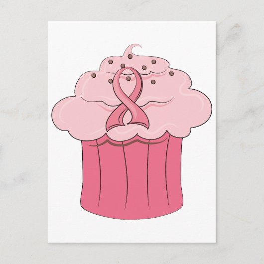 Pink Ribbon Cupcake Brustkrebs Postkarte (Vorderseite)