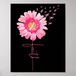 Pink Ribbon Daisy Faith - Brustkrebs-Bewusstsein Poster