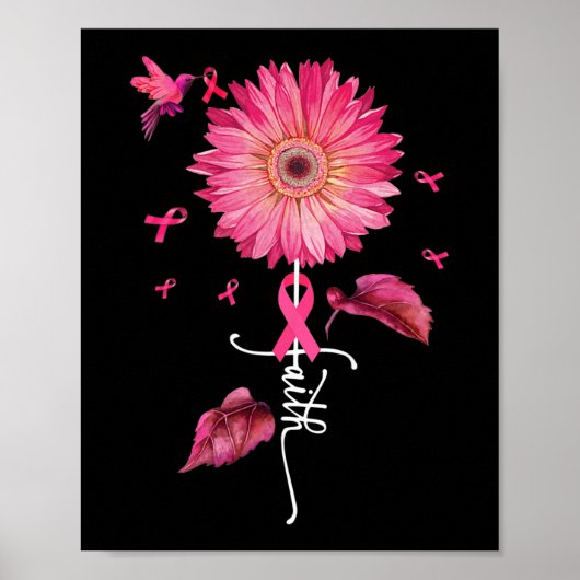 Pink Ribbon Daisy Faith - Brustkrebs-Bewusstsein Poster (Vorne)