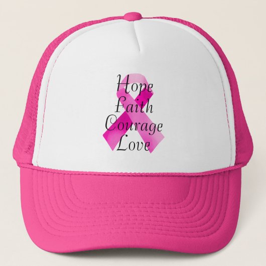 Pink Ribbon Faith Hat Truckerkappe (Vorderseite)