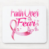 Pink Ribbon Faith T-Shirt Brustkrebs Überleben Mousepad (Vorne)