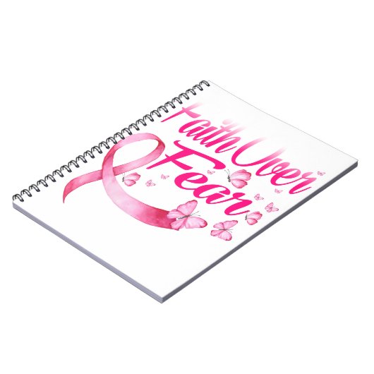 Pink Ribbon Faith T-Shirt Brustkrebs Überleben Notizblock (Linke Seite)