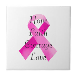 Pink Ribbon Faith Tile Fliese