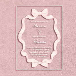 pink ribbon frame Baptism Acryleinladungen