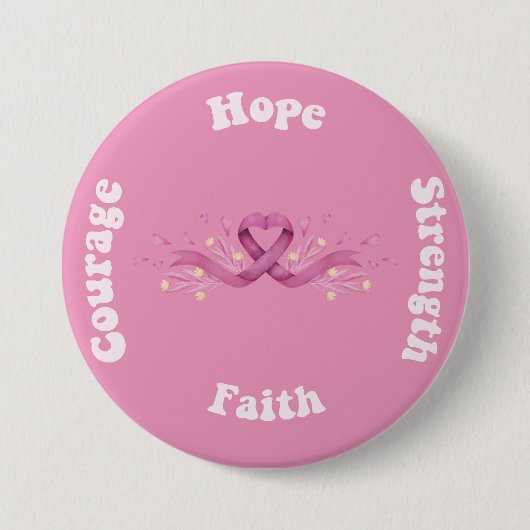 Pink Ribbon Frauen Krebs Bewusstsein Brustkrebs Button (Vorderseite)