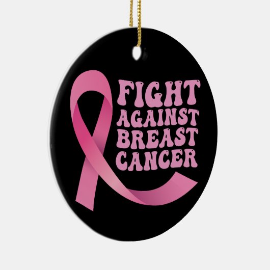 Pink Ribbon Frauen Krebs Bewusstsein Brustkrebs Keramik Ornament (Rechts)