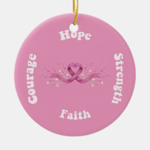 Pink Ribbon Frauen Krebs Bewusstsein Brustkrebs Keramik Ornament