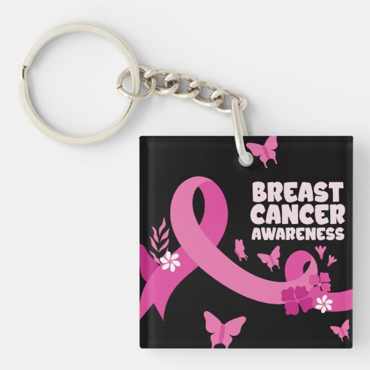 Pink Ribbon Frauen Krebs Brustkrebs Bewusstsein Schlüsselanhänger (Vorderseite)
