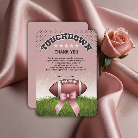 Pink Ribbon Fußball Touchdown Baby Dusche Dankeskarte