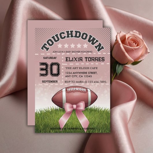 Pink Ribbon Fußball Touchdown Baby Dusche Einladung